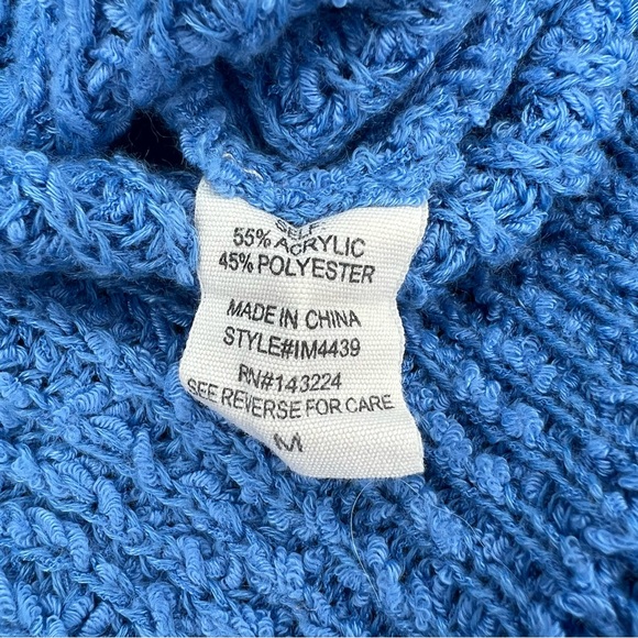 Illa Illa Cuffed Short Sleeve Oversized Cropped V Neck Knit Sweater Blue Women M - Picture 4 of 4